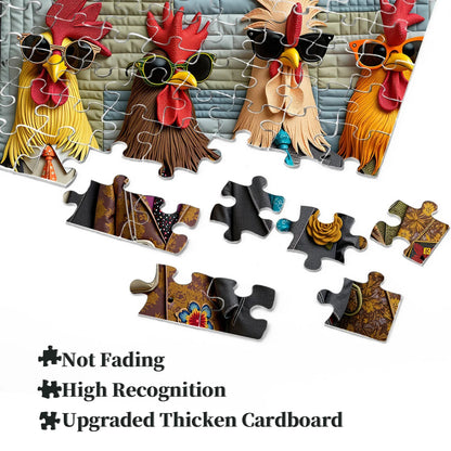 Soulora™ Runway Roosters Deluxe 1000-Piece Puzzle – Chic Feathered Design
